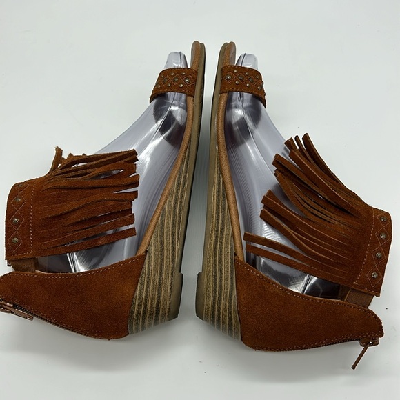 Minnetonka Savona Fringed Sandals‎ Women's 6 Brown Leather Moccasins - Picture 5 of 8
